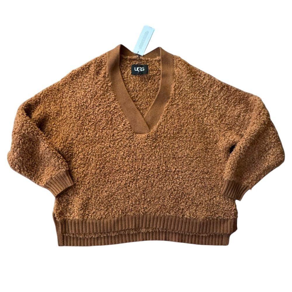NEW Ugg Dreeann Plush Fleece Wool Blend V-Neck Long Sleeve Pullover Size Large